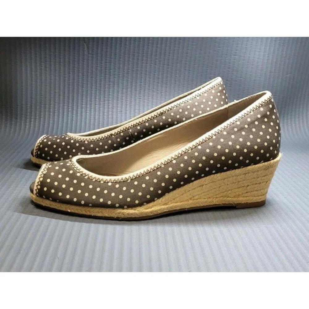 Banana Republic Espadrilles Brown With Cream Polka Dots Size 8